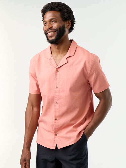 Chemise en lin mélangé à manches courtes - Kiabi Chemise en lin mélangé à manches courtes - Kiabi