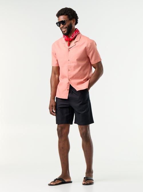 Chemise en lin mélangé à manches courtes - Kiabi Chemise en lin mélangé à manches courtes - Kiabi