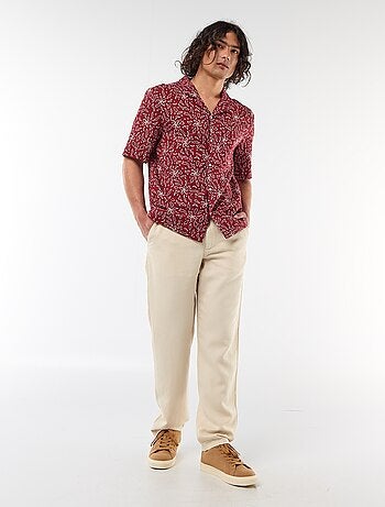 Chemise en lin mélangé à manches courtes