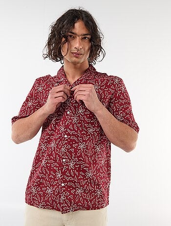 Chemise en lin mélangé à manches courtes