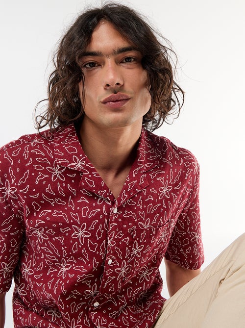 Chemise en lin mélangé à manches courtes - Kiabi