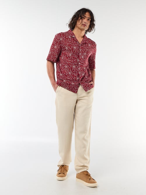 Chemise en lin mélangé à manches courtes - Kiabi