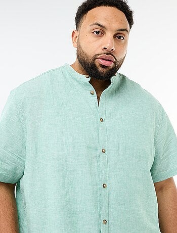 Chemise en lin mélangé à manches courtes