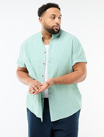 Chemise en lin mélangé à manches courtes