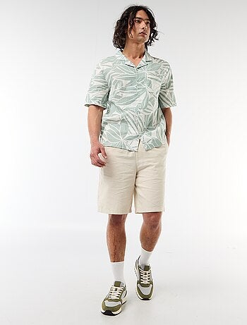 Chemise en lin mélangé à manches courtes