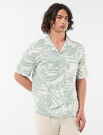 Chemise en lin mélangé à manches courtes