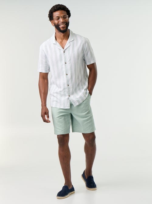 Chemise en lin mélangé à rayures - Kiabi Chemise en lin mélangé à rayures - Kiabi