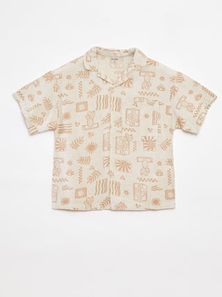 Chemise en lin mélangé avec imprimé