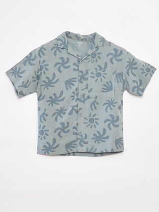Chemise en lin mélangé avec imprimé