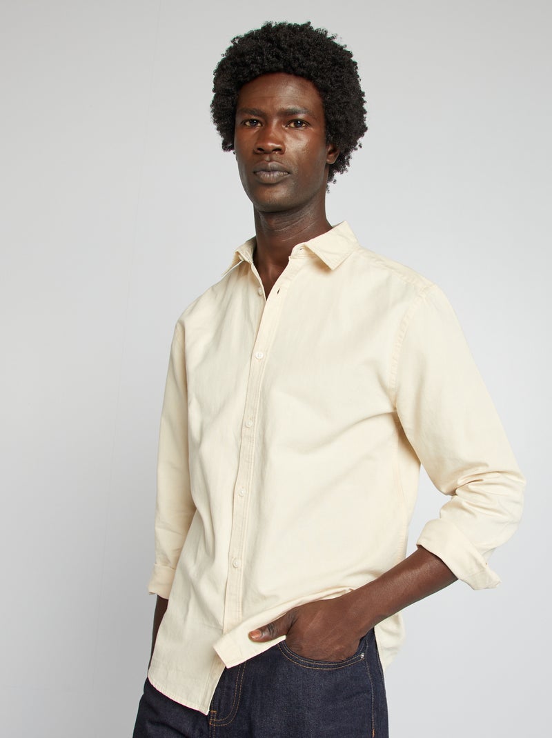 Chemise en lin mélangé Beige - Kiabi