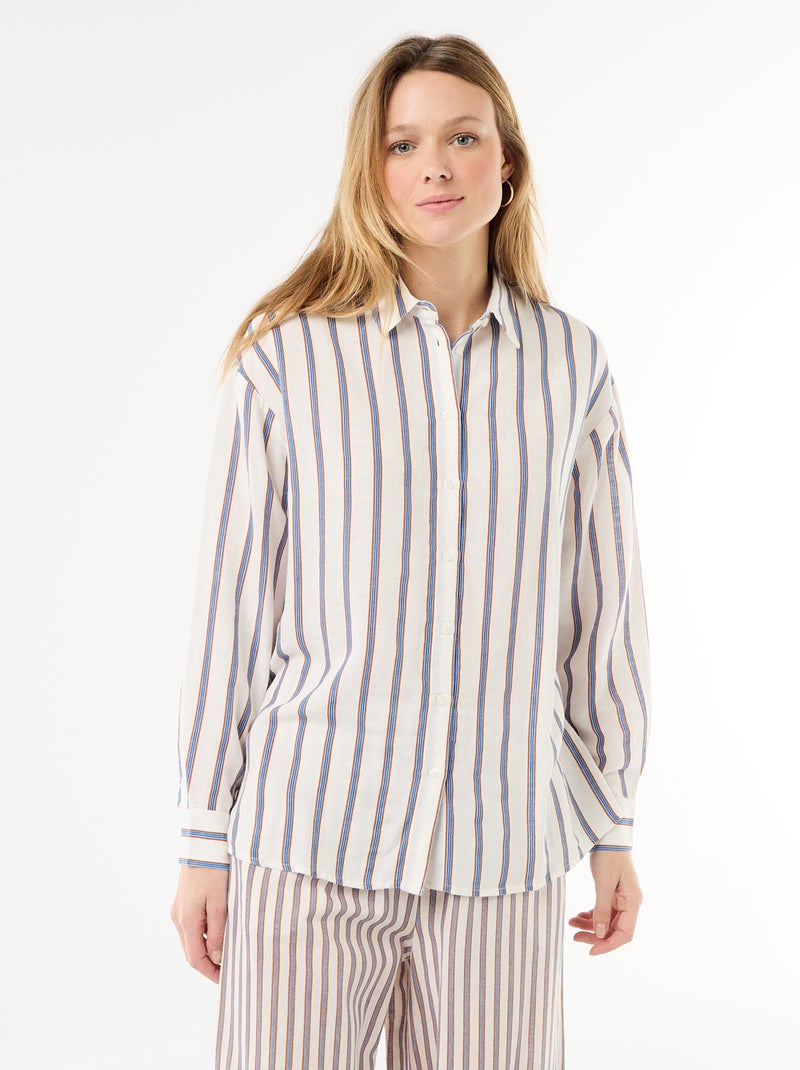 Chemise en lin mélangé Beige - Kiabi