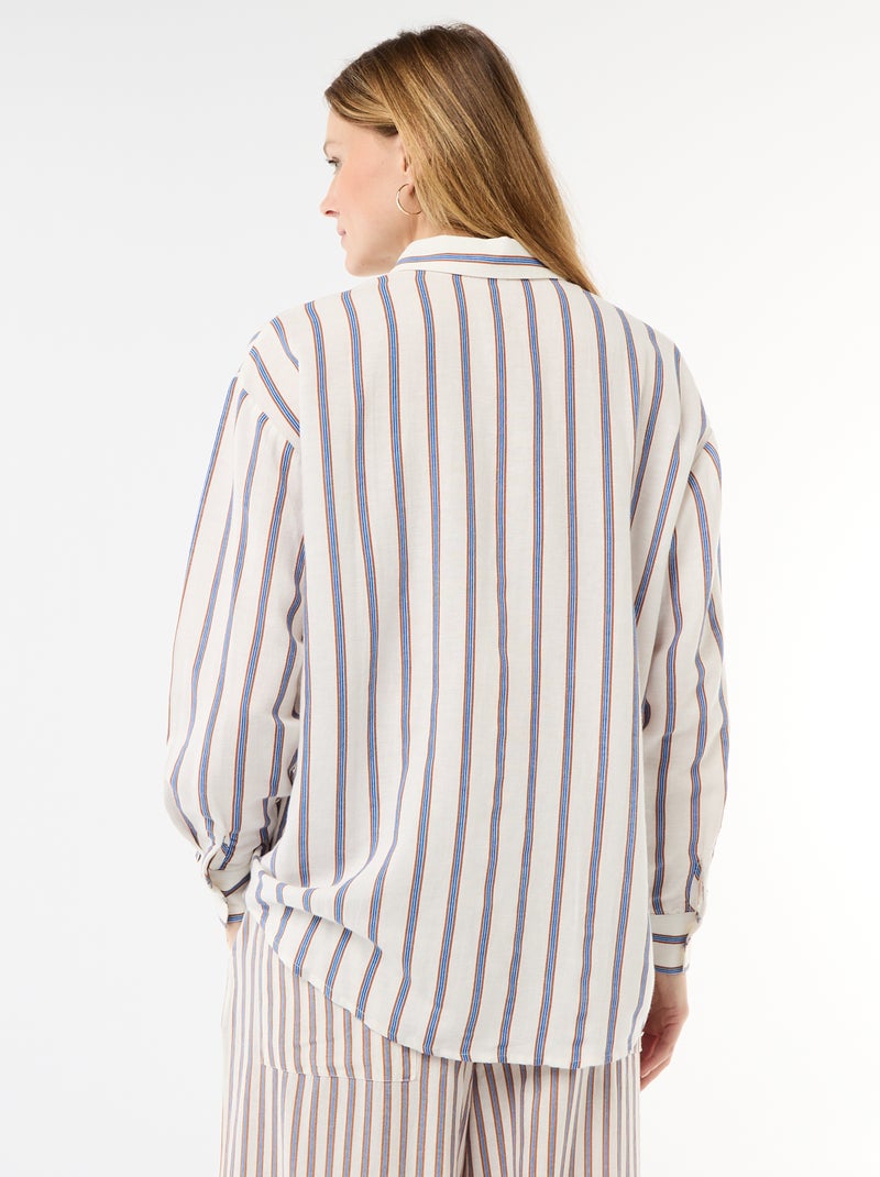 Chemise en lin mélangé Beige - Kiabi