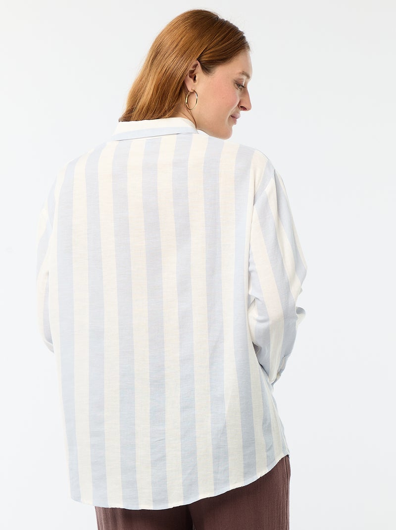 Chemise en lin mélangé Bleu - Kiabi