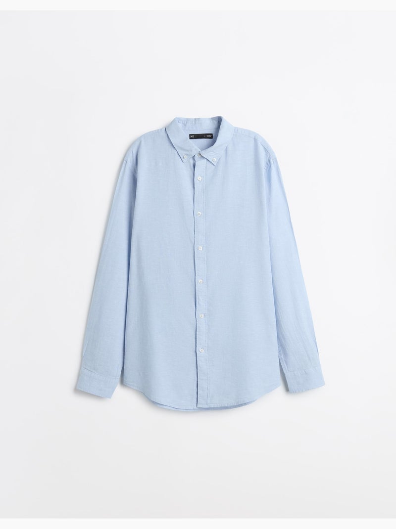 Chemise en lin mélangé, MO Fashion Bleu - Kiabi
