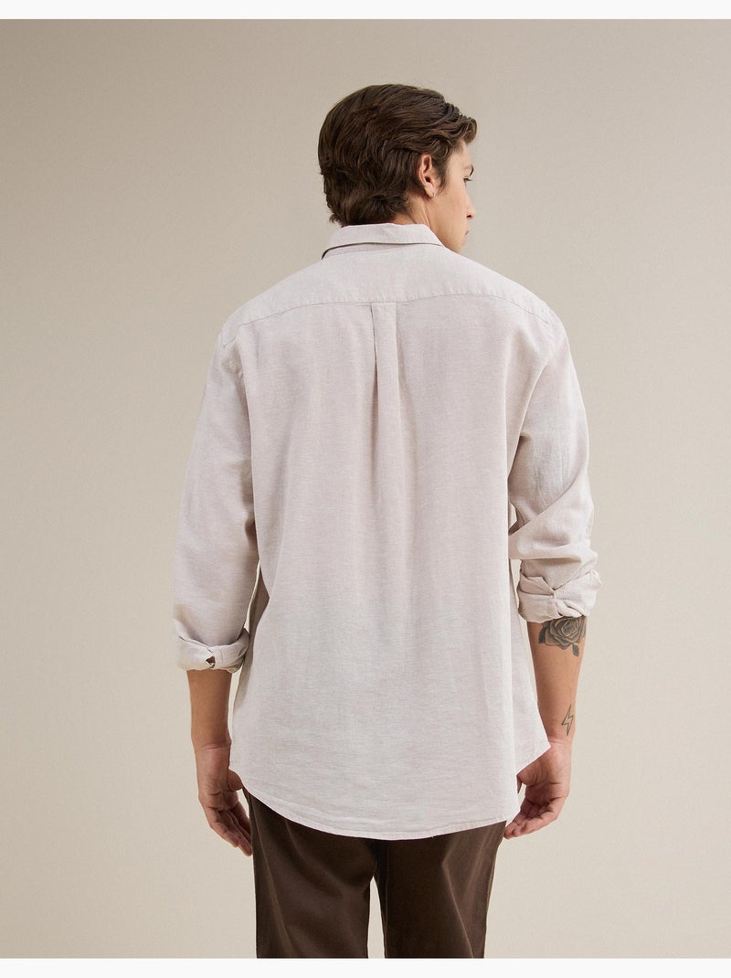 Chemise en lin mélangé, MO Fashion Gris - Kiabi