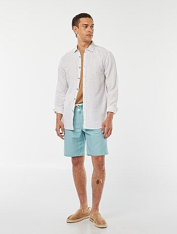 Chemise en lin mélangé rayée