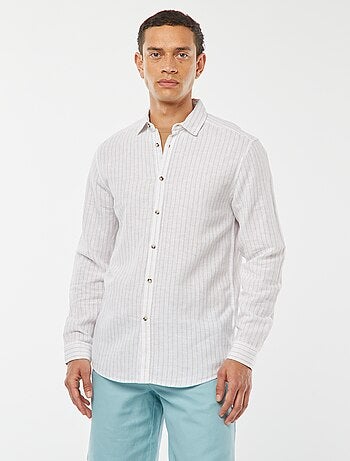 Chemise en lin mélangé rayée