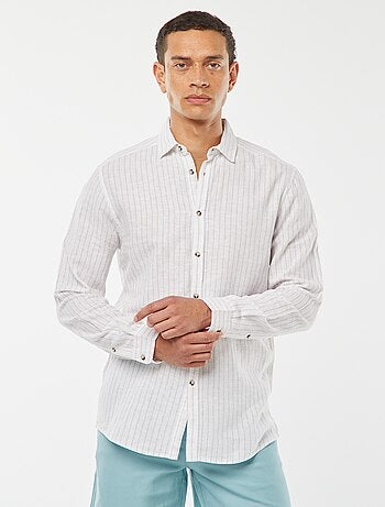 Chemise en lin mélangé rayée