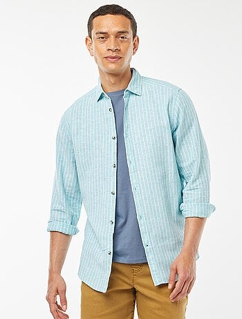 Chemise en lin mélangé rayée