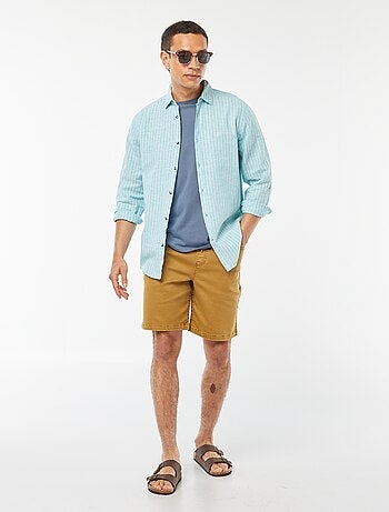 Chemise en lin mélangé rayée