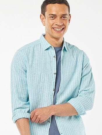 Chemise en lin mélangé rayée