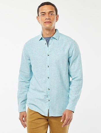 Chemise en lin mélangé rayée