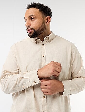 Chemise en lin mélangé unie