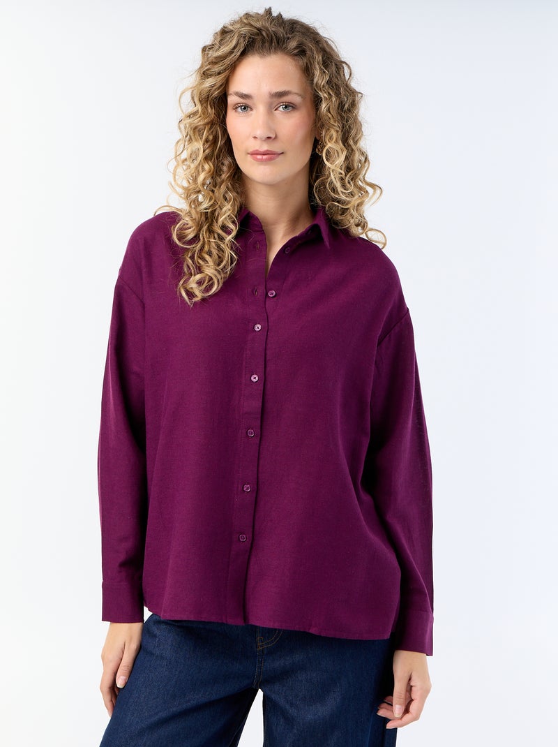 Chemise en lin mélangé Violet - Kiabi
