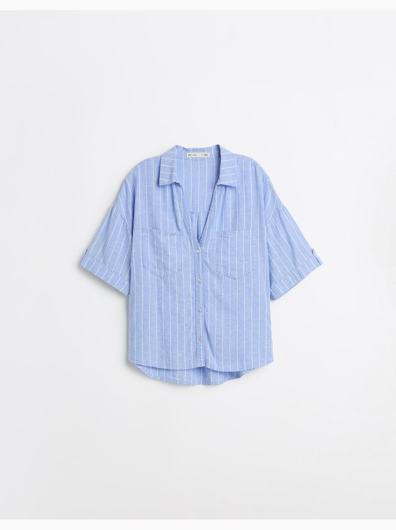 Chemise en lin, MO Fashion Bleu - Kiabi