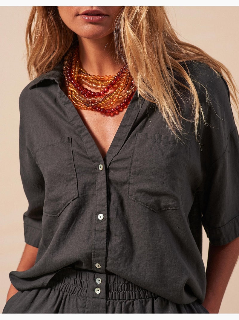 Chemise en lin, mo fashion Gris - Kiabi