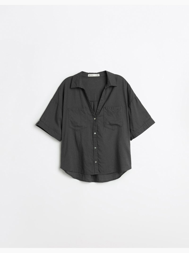 Chemise en lin, mo fashion Gris - Kiabi