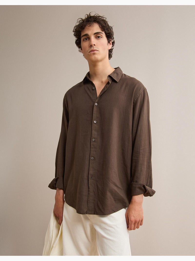 Chemise en lin, MO Fashion Marron - Kiabi