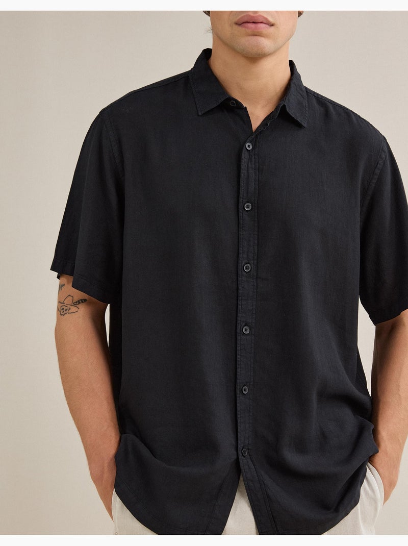 Chemise en lin, mo fashion Noir - Kiabi