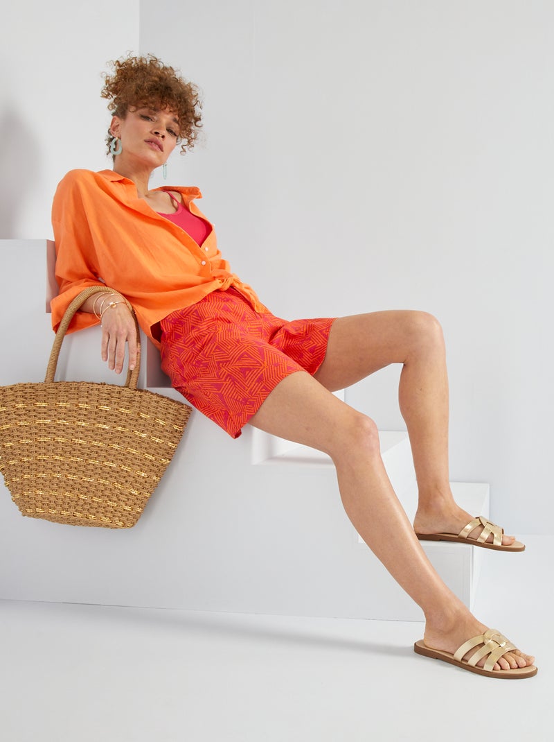 Chemise en lin Orange - Kiabi