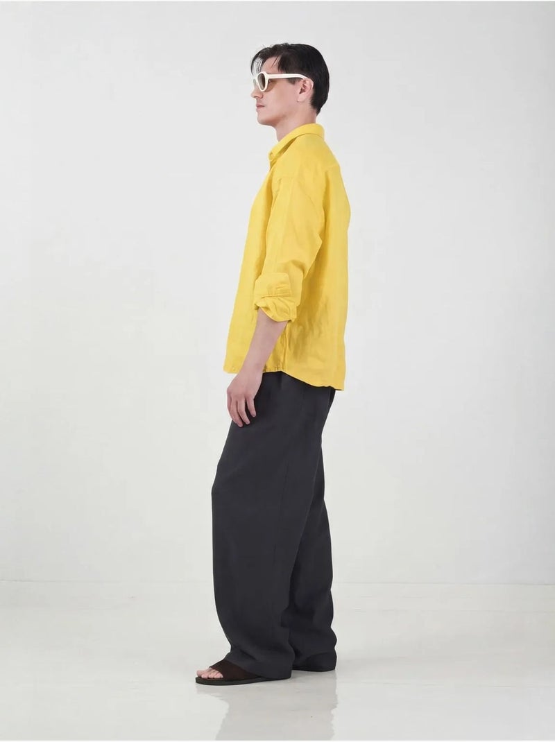 Chemise en lin oversize pour homme giesto Jaune - Kiabi
