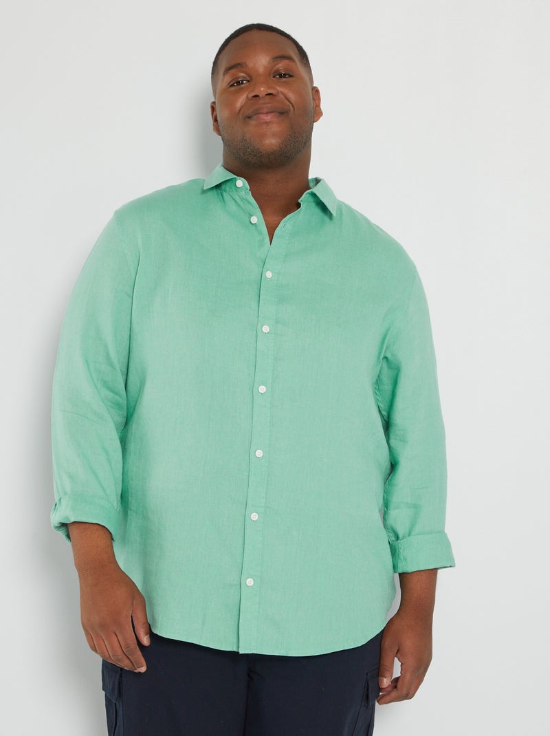 Chemise en lin Vert wasabi - Kiabi