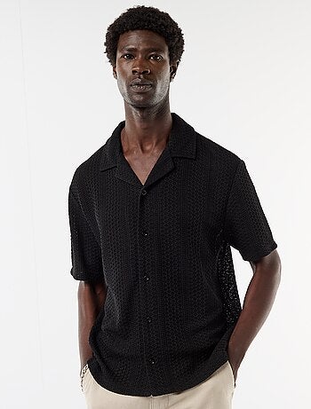 Chemise en maille ajourée et à manches courtes
