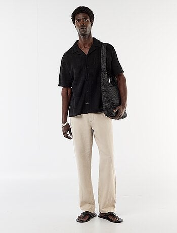 Chemise en maille ajourée et à manches courtes