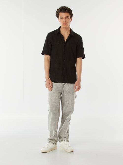 Chemise en maille ajourée manches courtes - Kiabi