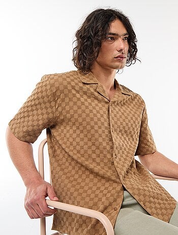 Chemise en maille fantaisie à manches courtes