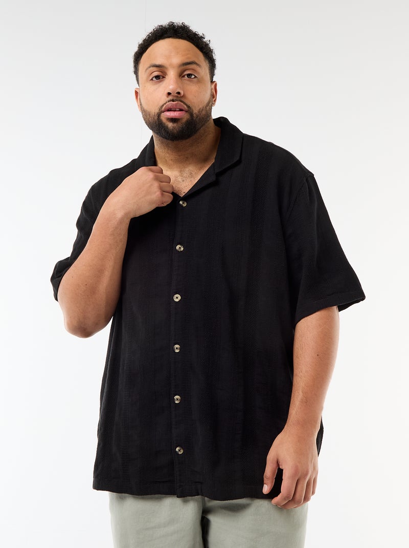 Chemise en maille fantaisie à manches courtes Noir - Kiabi