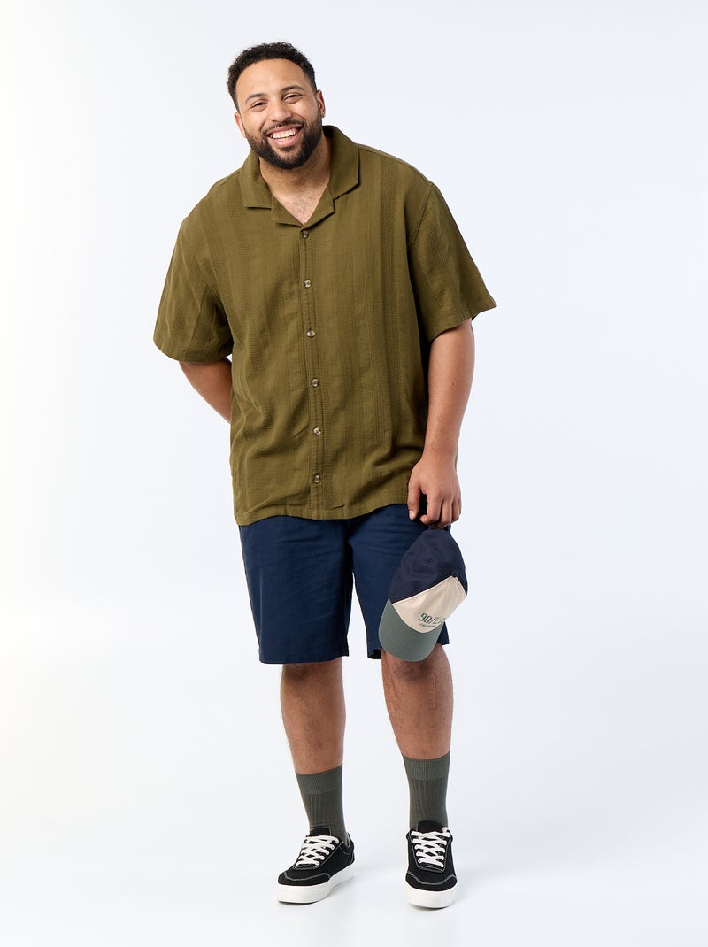 Chemise en maille fantaisie à manches courtes Vert - Kiabi
