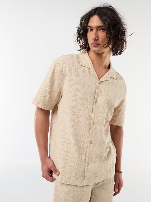 Chemise en maille gaufrée à manches courtes - Kiabi