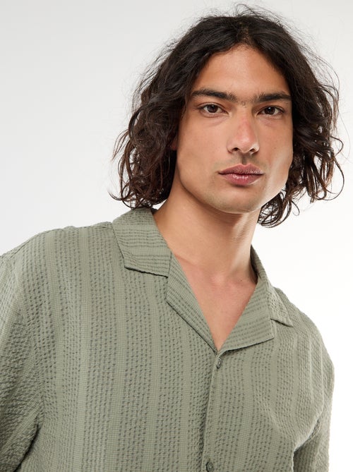 Chemise en maille gaufrée à manches courtes - Kiabi
