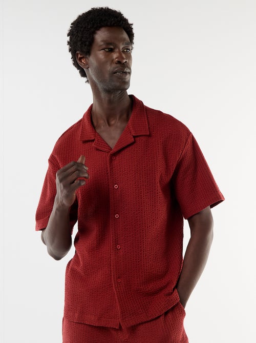 Chemise en maille gaufrée à manches courtes - Kiabi