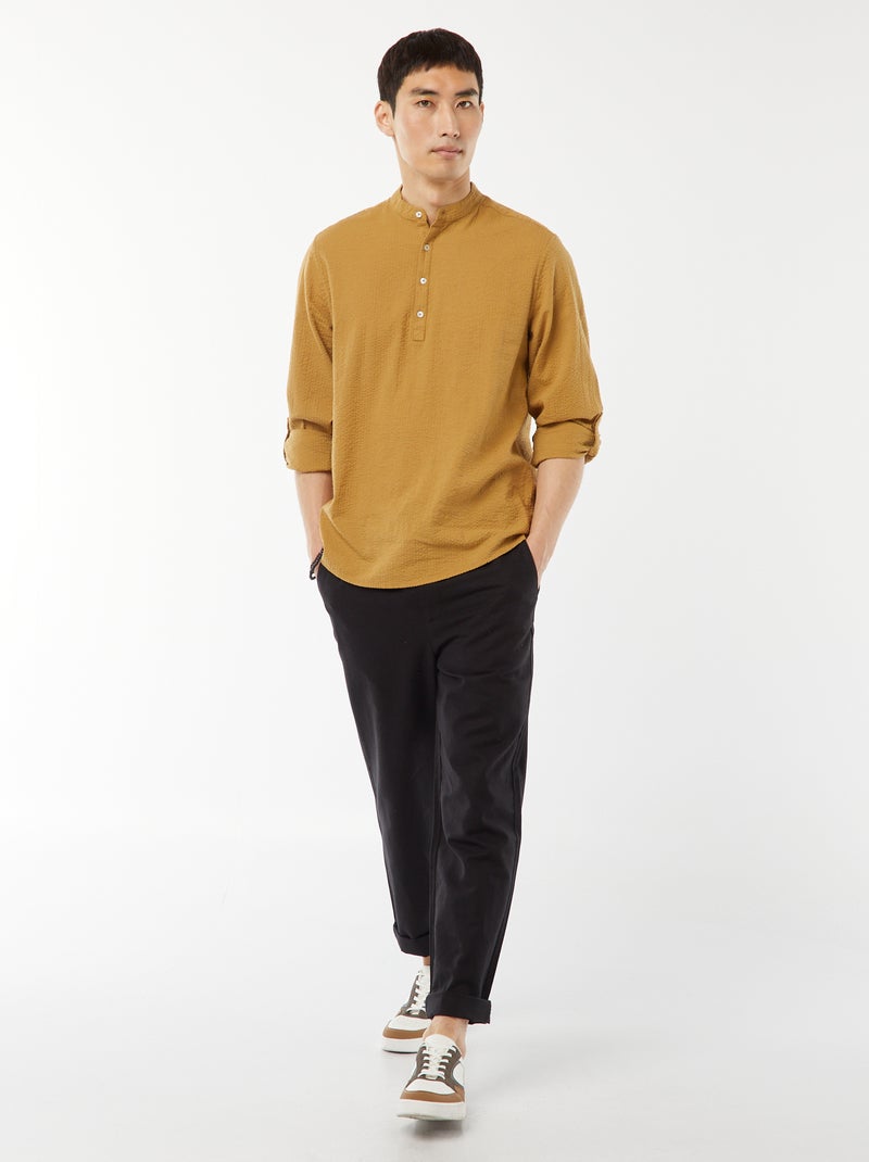 Chemise en maille gaufrée Vert - Kiabi