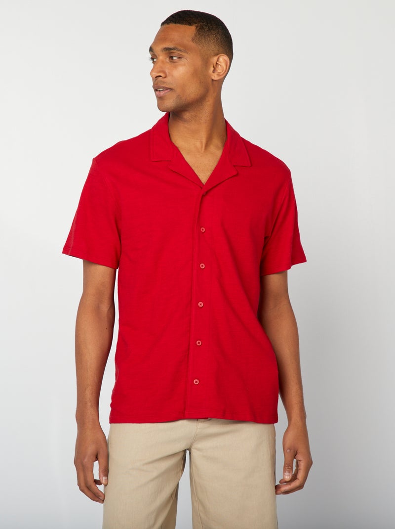 Chemise en maille manches courtes rouge - Kiabi