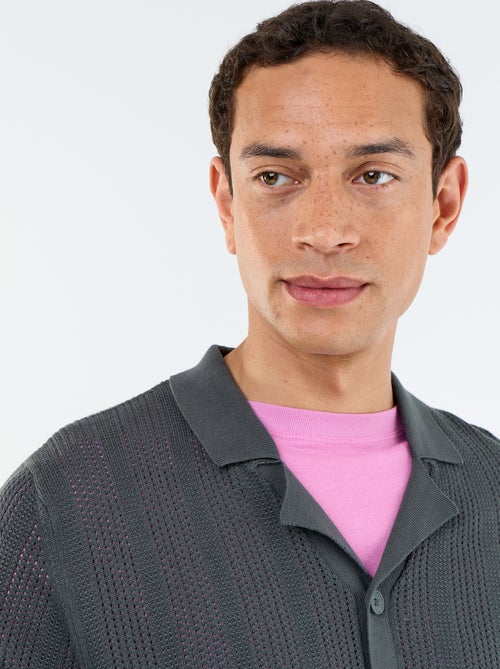 Chemise en matière ajourée à manches courtes - Kiabi