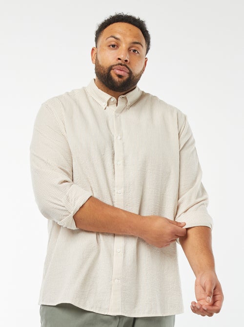 Chemise en matière crépon manches longues et motif rayé - Kiabi
