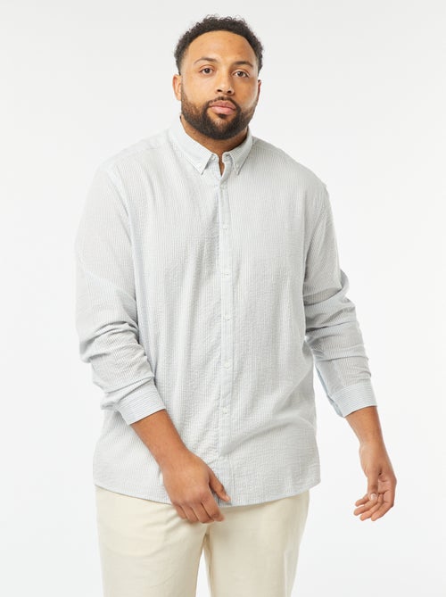 Chemise en matière crépon manches longues et motif rayé - Kiabi